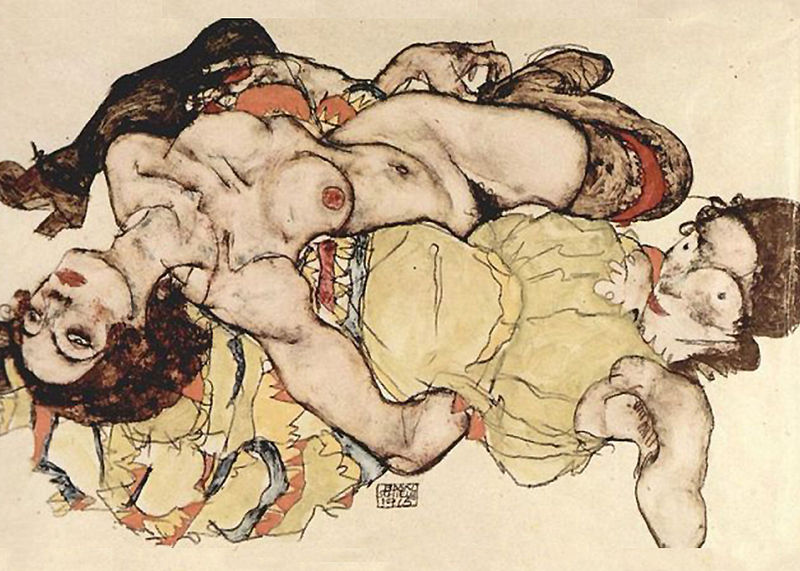 (image for) Reproduction Egon Schiele Painting Art Two Women