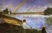 (image for) Handmade oil painting Copy paintings of famous artists Rainbow (Study For Bathers At Asnieres) 1883