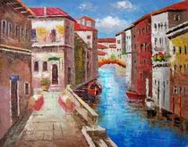 (image for) VENICE CANALS ITALY OIL PAINTING, italian landscape oil painting