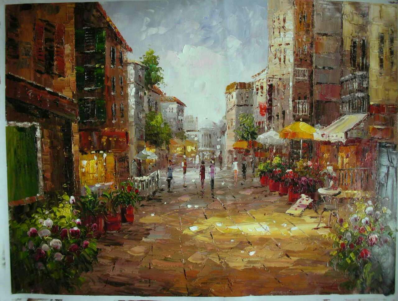 (image for) Knife oil painting on canvas The streets