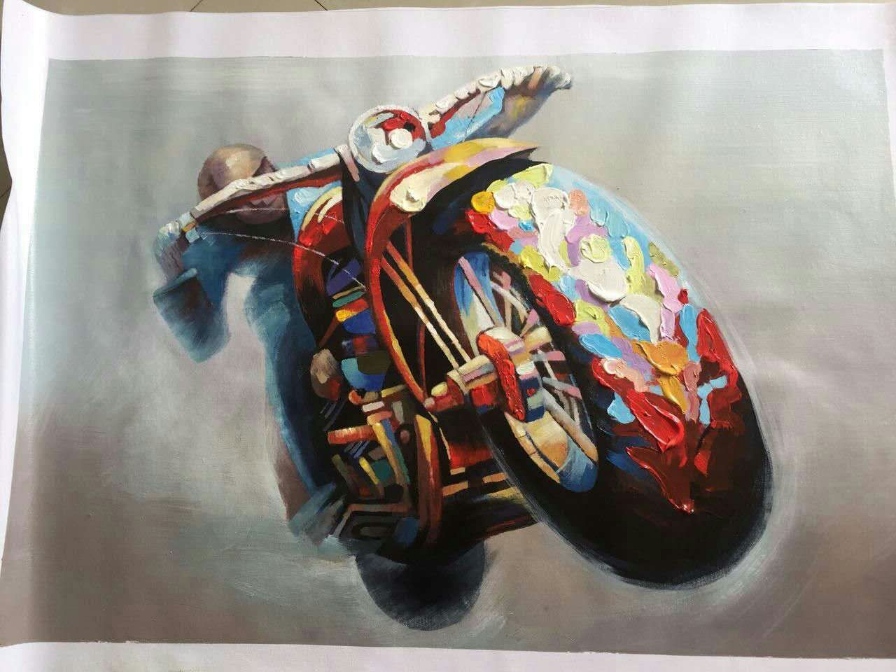 (image for) Knife painting on canvas motocross