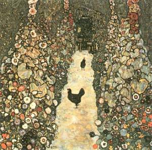 (image for) Gustav Klimt Paintings Artwork Garden Path with Chickens 1916 - Click Image to Close