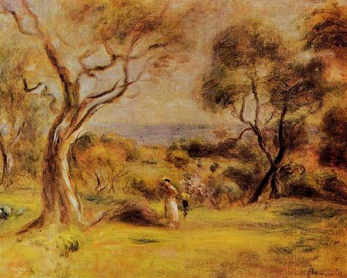 (image for) Pierre-Auguste Renoir paintings artwork A Walk by the Sea 1915 - Click Image to Close