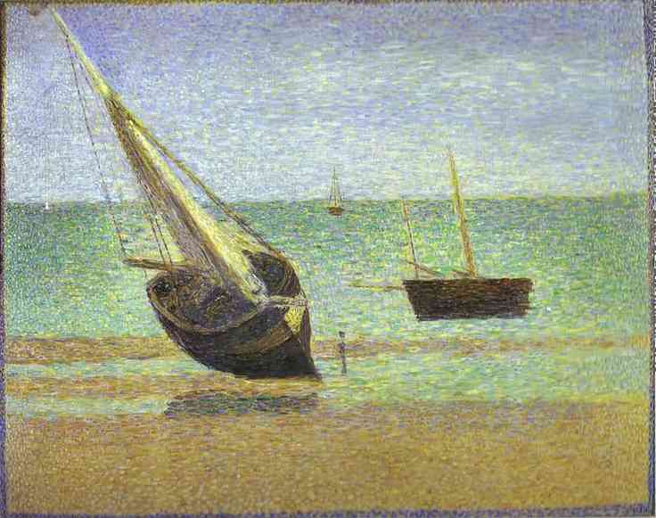 (image for) Handmade oil painting Copy paintings of famous artists Boats Bateux Maree Basse Grandcamp 1885 - Click Image to Close