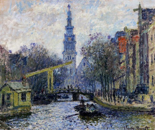 (image for) Handmade oil painting Copy paintings of famous artists Claude Oscar Monet paintings Canal In Amsterdam - Click Image to Close