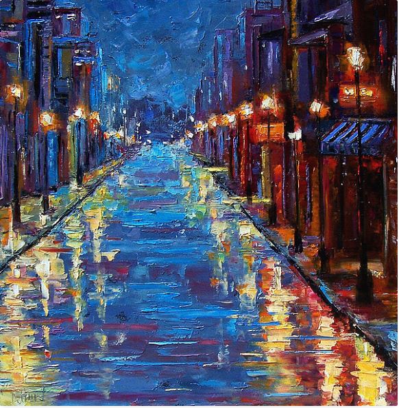 (image for) New orleans artist paintings for sale, famous new orleans paintings - New orlean Bourbon street - Click Image to Close