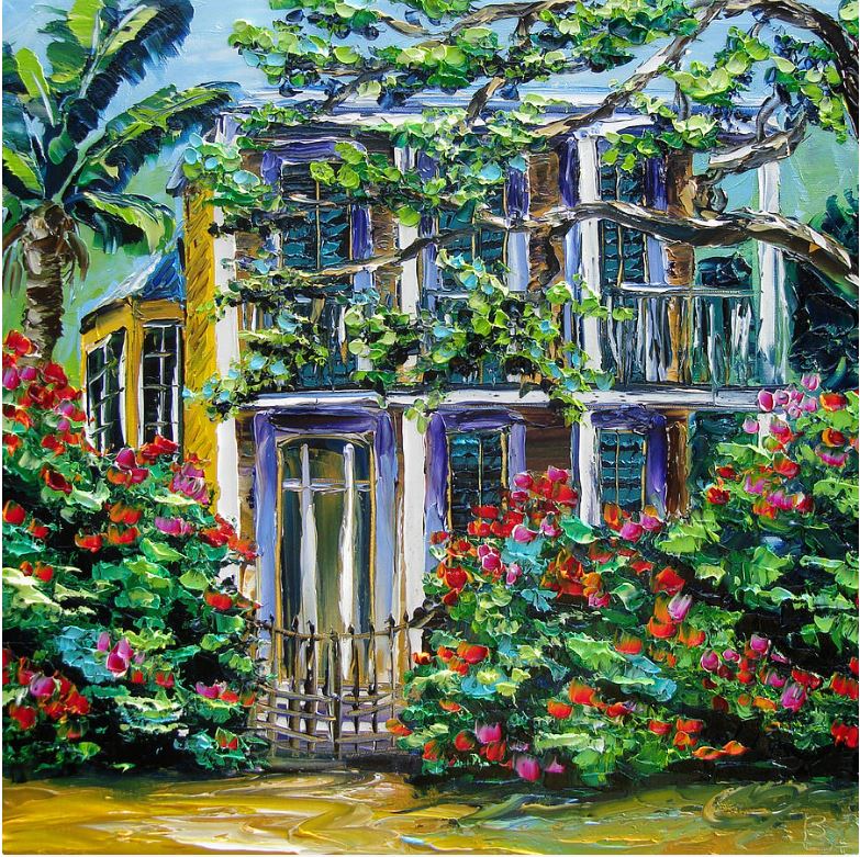 (image for) New Orleans oil paintings for sale, Behind the gate B.Sasik