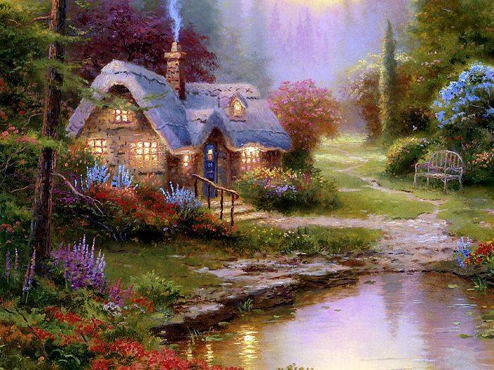 (image for) Thomas Kinkade paintings, no.2 Handmade oil painting Copy paintings of famous artists paintings - Click Image to Close