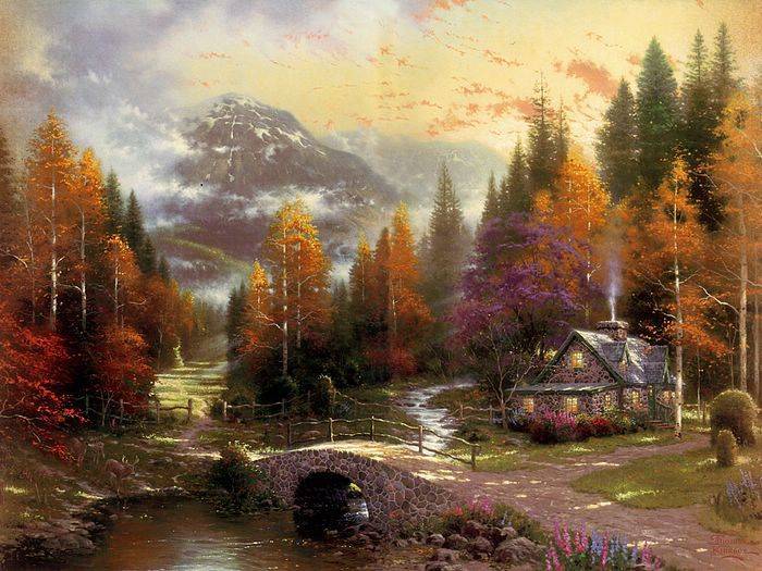 (image for) Thomas Kinkade paintings, no.3 Handmade oil painting Copy paintings of famous artists paintings