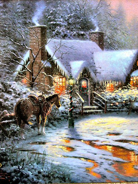 (image for) Reproductions painting A Christmas Welcome Christmas Cottage VII