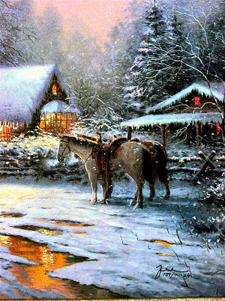 (image for) Reproductions painting A Christmas Welcome Christmas Cottage VII - Click Image to Close