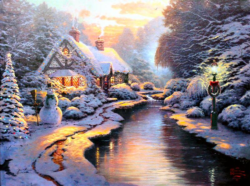 (image for) Reproductions Thomas oil painting on canvas Christmas Evening - Click Image to Close