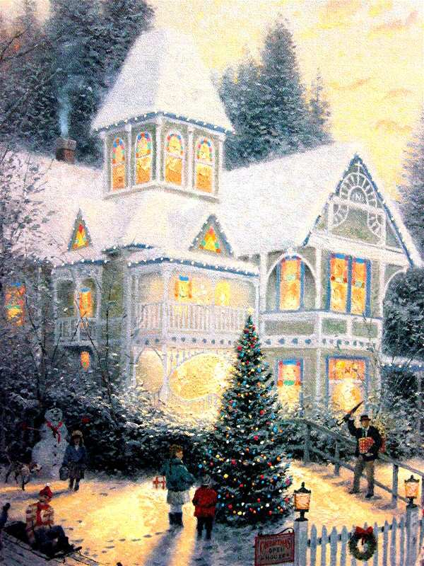 (image for) Thomas Kinkade Victorian Christmas I Handmade oil painting Copy paintings of famous artists paintings
