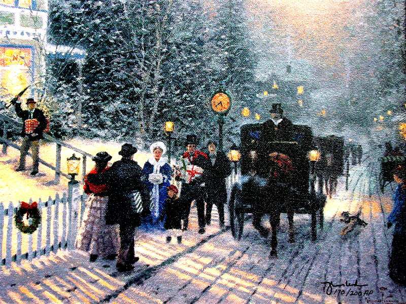 (image for) Thomas Kinkade Victorian Christmas I Handmade oil painting Copy paintings of famous artists paintings - Click Image to Close