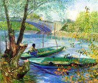 (image for) Handmade oil painting Copy paintings of famous artists Van Gogh paintings artwork Fishing In Spring - Click Image to Close