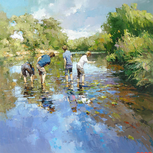 Knife painting Reproduction Alexi Zaitsev painting Happiness