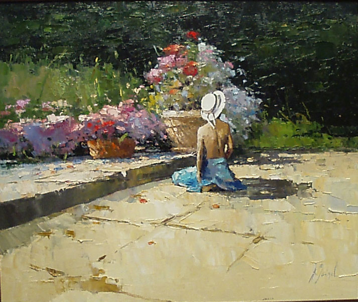 Knife painting Reproduction Alexi Zaitsev painting In a garden