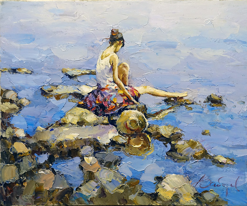 (image for) Knife painting Reproduction Alexi Zaitsev painting Low tide