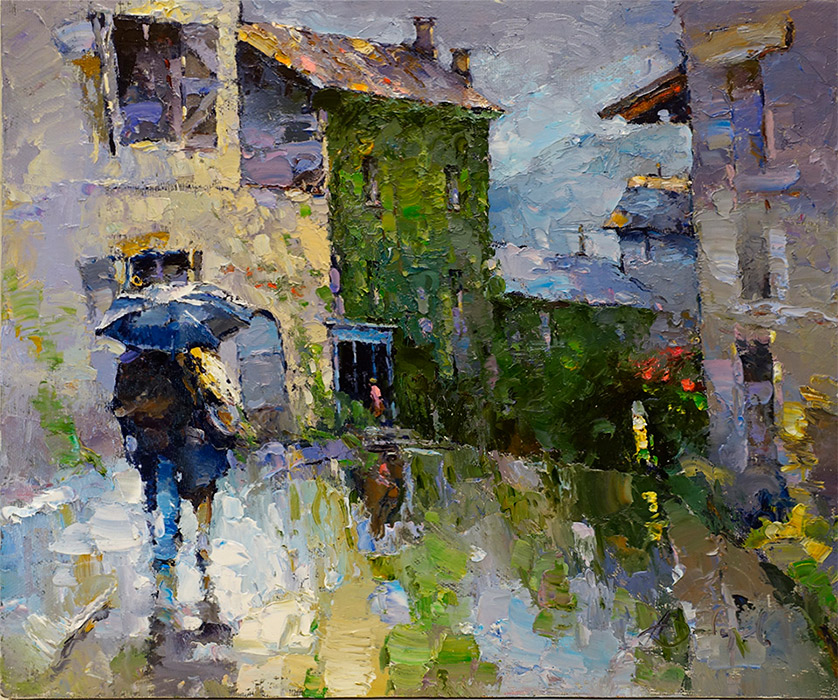 Knife painting Reproduction Alexi Zaitsev Rain in provence