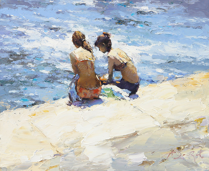 Knife painting Reproduction Alexi Zaitsev painting Small bathers