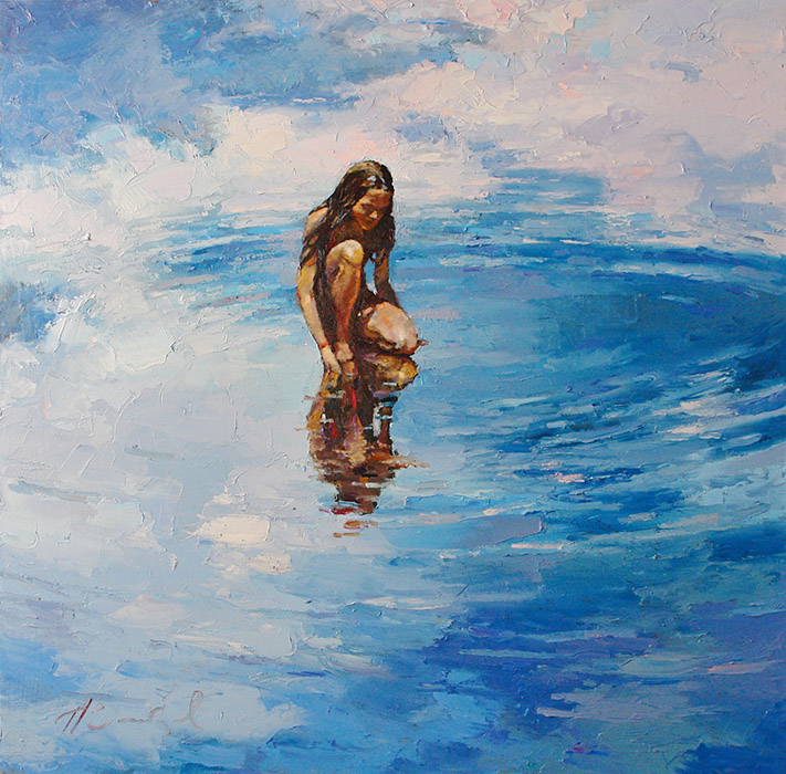 Knife painting Reproduction Alexi Zaitsev painting The Mermaid - Click Image to Close