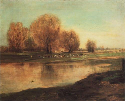 (image for) Handmade oil painting Copy paintings of famous artists Alexey Savrasov's Art, Willow By The Pond, 1872