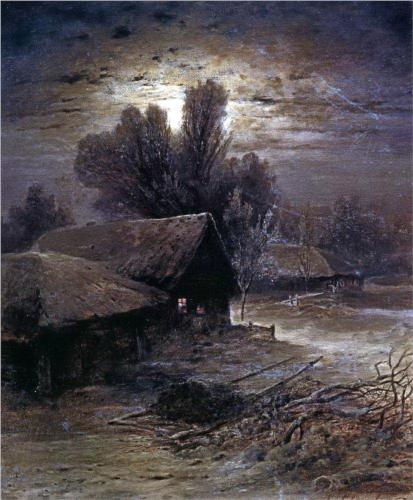 (image for) Handmade oil painting Copy paintings of famous artists Savrasov's Painting Art, Winter Night, 1869