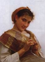 (image for) Handmade oil painting Copy paintings of famous artists Portrait Of A Young Girl Crocheting
