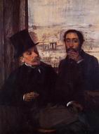(image for) Handmade Oil painting for home canvas, oil painting framed canvas for living room Self Portrait with Evariste de Valernes 1865