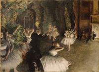 (image for) Handmade Oil painting for home canvas, oil painting framed canvas for living room The Rehearsal of the Ballet Onstage probably 187