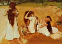 (image for) Handmade oil painting Copy paintings of famous artists Three Women Combing Their Hair 1875-1876