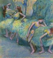 (image for) Handmade Oil painting for home canvas, oil painting framed canvas for living room Ballet Dancers in the Wings 1900