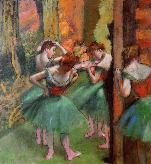 (image for) Handmade oil painting Copy paintings of famous artists Dancers Pink and Green 1885-1895 - Click Image to Close