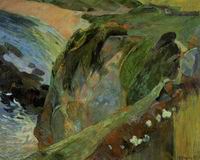 (image for) Handmade Oil painting for home canvas, oil painting framed canvas for living room Paul Gauguin painting Flutist on the Cliffs 1889