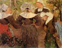 (image for) Handmade oil painting Copy paintings of famous artists Paul Gauguin paintings Four Breton Women 1886