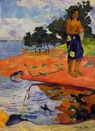 (image for) Handmade Oil painting for home canvas, oil painting framed canvas for living room Paul Gauguin paintings artwork Haere Pape 1892