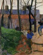 (image for) Handmade Oil painting for home canvas, oil painting framed canvas for living room Paul Gauguin paintings Houses in le Pouldu 1890