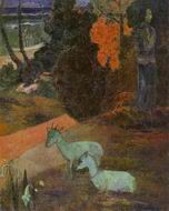 (image for) Paul Gauguin paintings artwork Landscape with Two Goats 1897