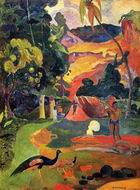 (image for) Paul Gauguin painting Matamoe (aka Landscape with Peacocks) 1892