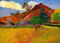 (image for) Handmade oil painting Copy paintings of famous artists Paul Gauguin paintings Mountains in Tahiti 1891