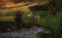 (image for) Paul Gauguin art Pond with Ducks (aka Girl Amusing Herself) 1881