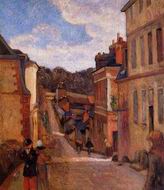 (image for) Handmade Oil painting for home canvas, oil painting framed canvas for living room Rue Jouvenet Rouen 1884