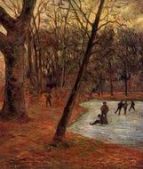 (image for) Handmade Oil painting for home canvas, oil painting framed canvas for living room Skaters in Fredericksberg Park 1884 1885