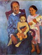 (image for) Handmade Oil painting for home canvas, oil painting framed canvas for living room Tahitian Woman and Two Children 1901