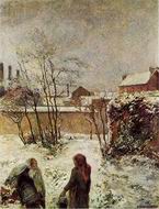 (image for) Handmade Oil painting for home canvas, oil painting framed canvas for living room The Garden in Winter rue Carcel 1883