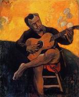 (image for) Handmade Oil painting for home canvas, oil painting framed canvas for living room The Guitar Player 1894