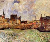 (image for) Handmade Oil painting for home canvas, oil painting framed canvas for living room The Port Dieppe 1885