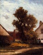 (image for) Handmade Oil painting for home canvas, oil painting framed canvas for living room The Tree in the Farm Yard 1874