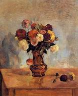 (image for) Handmade Oil painting for home canvas, oil painting framed canvas for living room Paul Gauguin art Dahlias in a Copper Vase 1885
