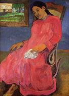 (image for) Handmade oil painting Copy paintings of famous artists Paul Gauguin art Faaturuma (aka Melancholy) 1891